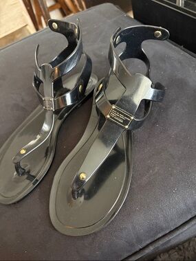 Marc by Marc Jacobs Black Glossy Strappy Sandals